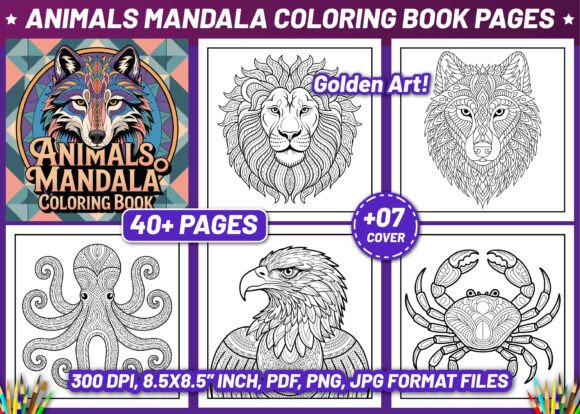 40 ANIMALS MANDALA COLORING PAGES-KDP: A Creative and Practical Resource for Artists and Enthusiasts