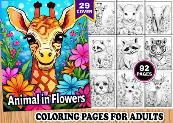 Animal in Flowers Coloring Pages - KDP
