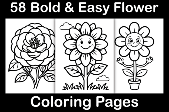 Bold Easy Flower Coloring Pages