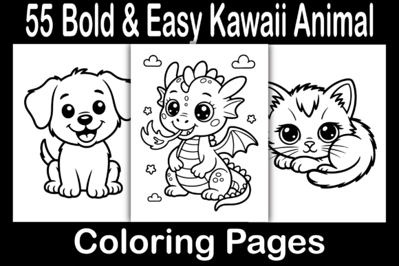 Bold Easy Kawaii Animal Coloring Pages