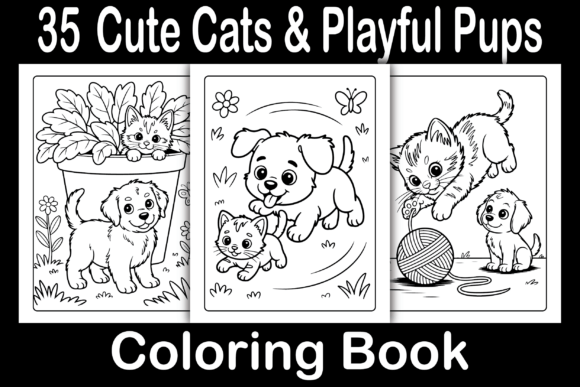 Cute Cats Playful Pups Coloring Book