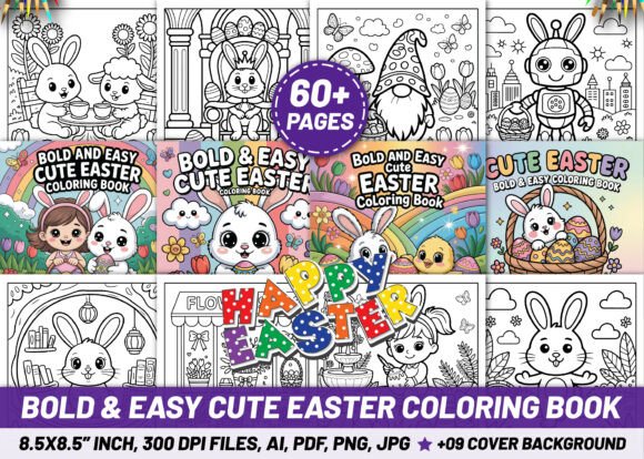 Cute Easter Bold and Easy Coloring Pages