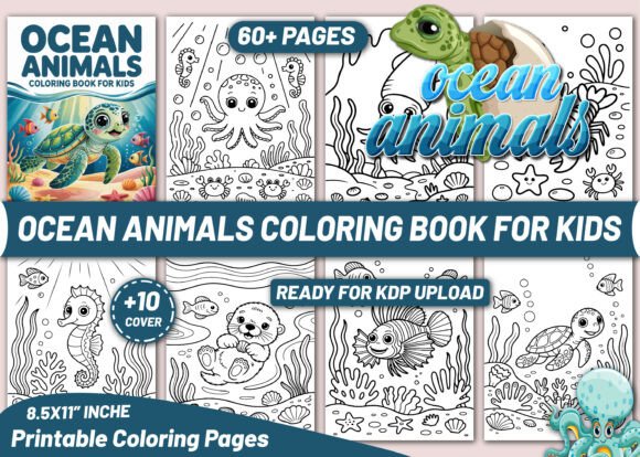 OCEAN ANIMALS COLORING BOOK for KIDS