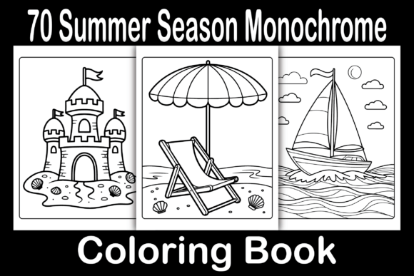 Summer Season Monochrome Coloring Book